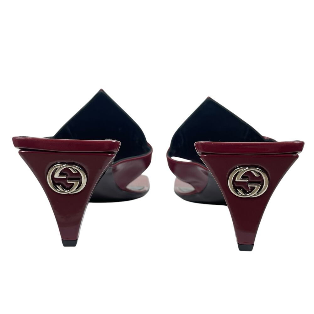 Gucci Mariame Horsebit Leather Thong Sandals Kitten Heel Red Size 36.5 - Picture 9 of 13